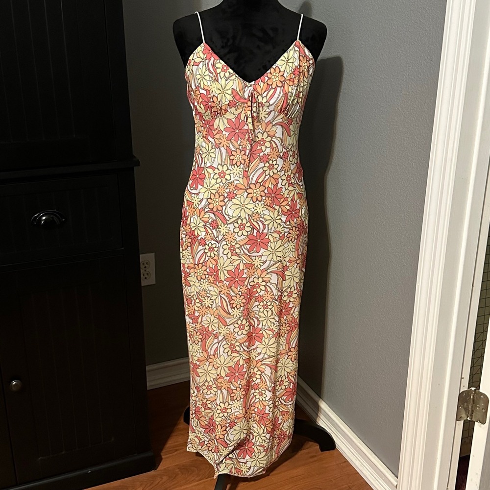 No Comment Dress Juniors XL Floral Maxi Slip Y2K 90s Boho Feminine Sexy